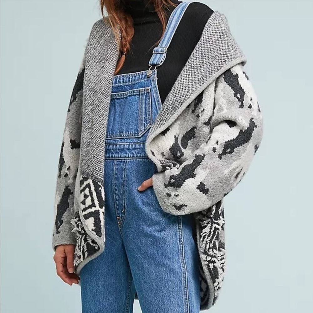 Anthropologie Llama Knit Cardigan L